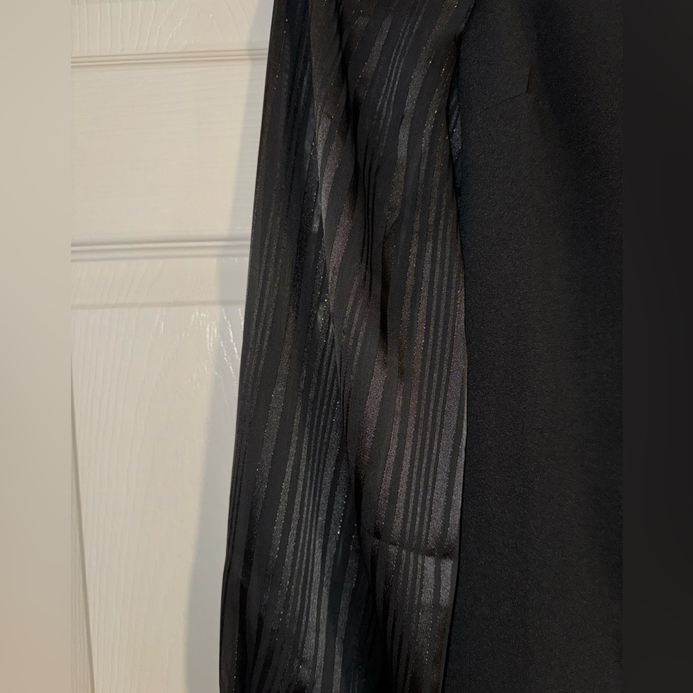 Love Squared Bodycon Black Dress with Sheer Sparkly Balloon Sleeves - Picture 2 of 4